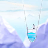 Penguin & Azure Wave Pendant Necklace