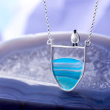 Penguin & Azure Wave Pendant Necklace