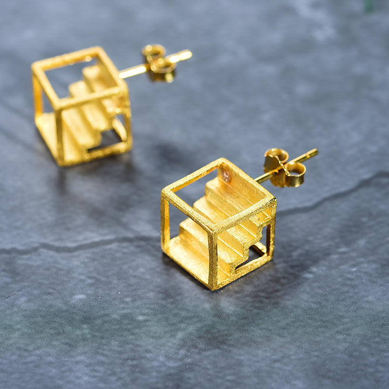 Cube Design Stud Earrings