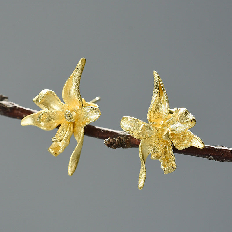 Iris Opal Flower Stud Earrings