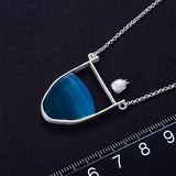 Penguin & Azure Wave Pendant Necklace