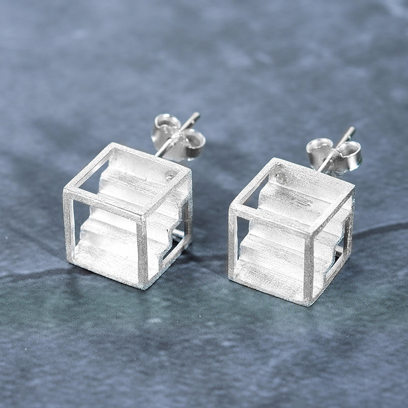 Cube Design Stud Earrings