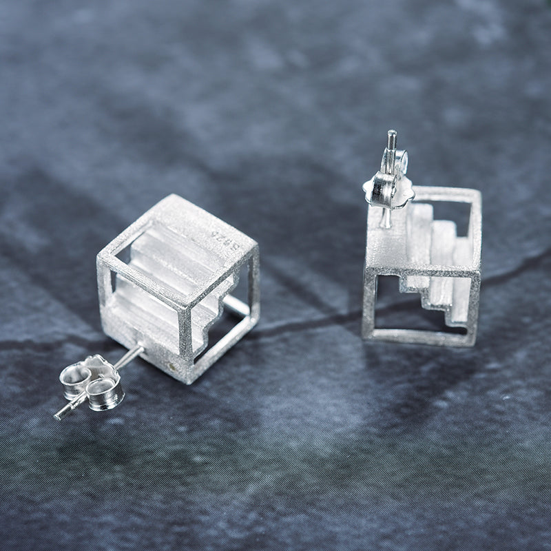 Cube Design Stud Earrings