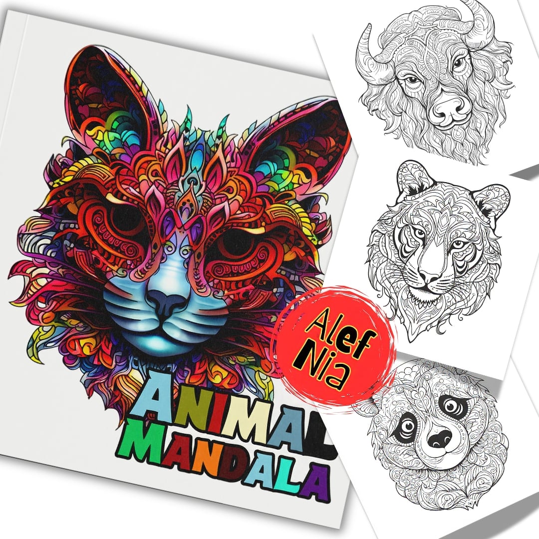 Animal Mandala Coloring Pages Bundle Digital & Printable 6 Designs