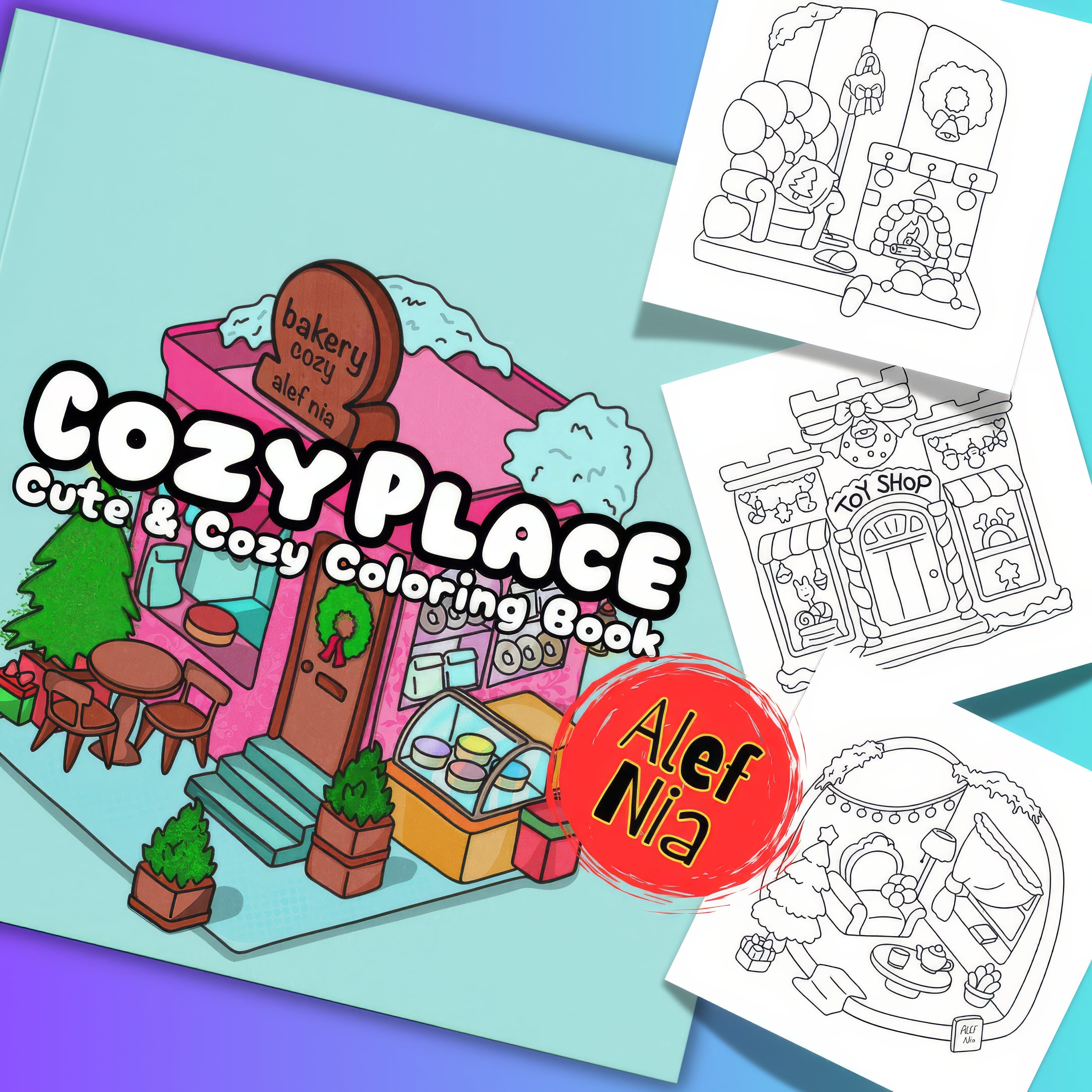 Cozy Place Coloring Pages Bundle Digital & Printable 6 Designs