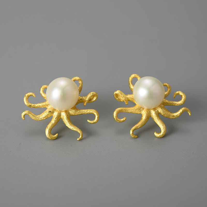 Marine Octopus Stud Earrings