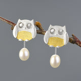 Insomniac Owl Couple Dangle Earrings