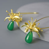 Modern Lily Flower Dangle Earrings