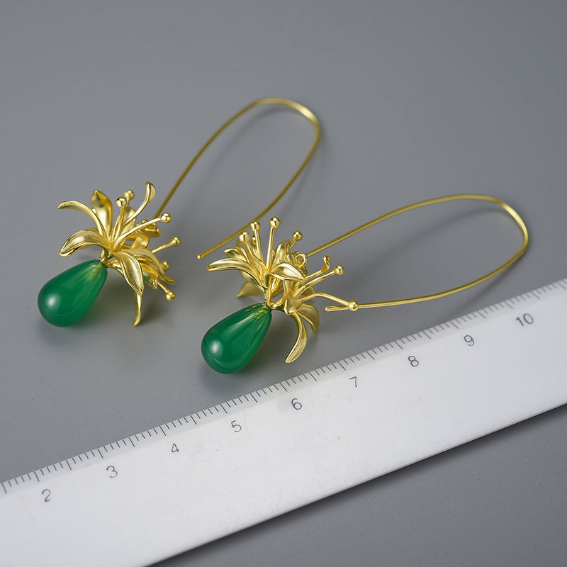 Modern Lily Flower Dangle Earrings