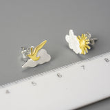 Sunlit Amber Bird Stud Earrings