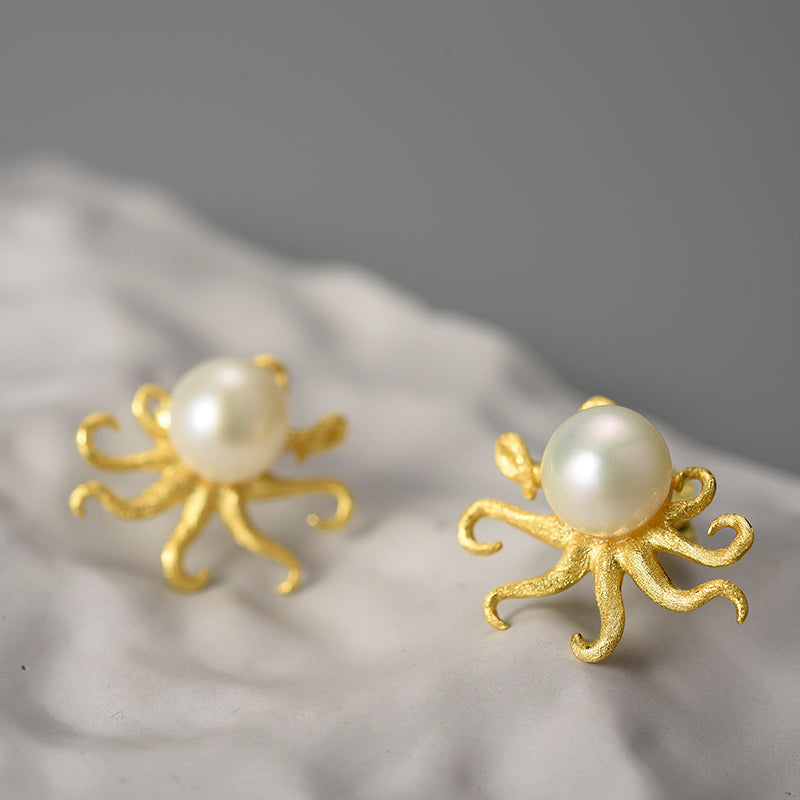 Marine Octopus Stud Earrings