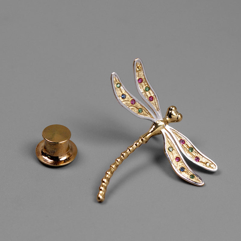 Minimal Colorful Dragonfly Brooch