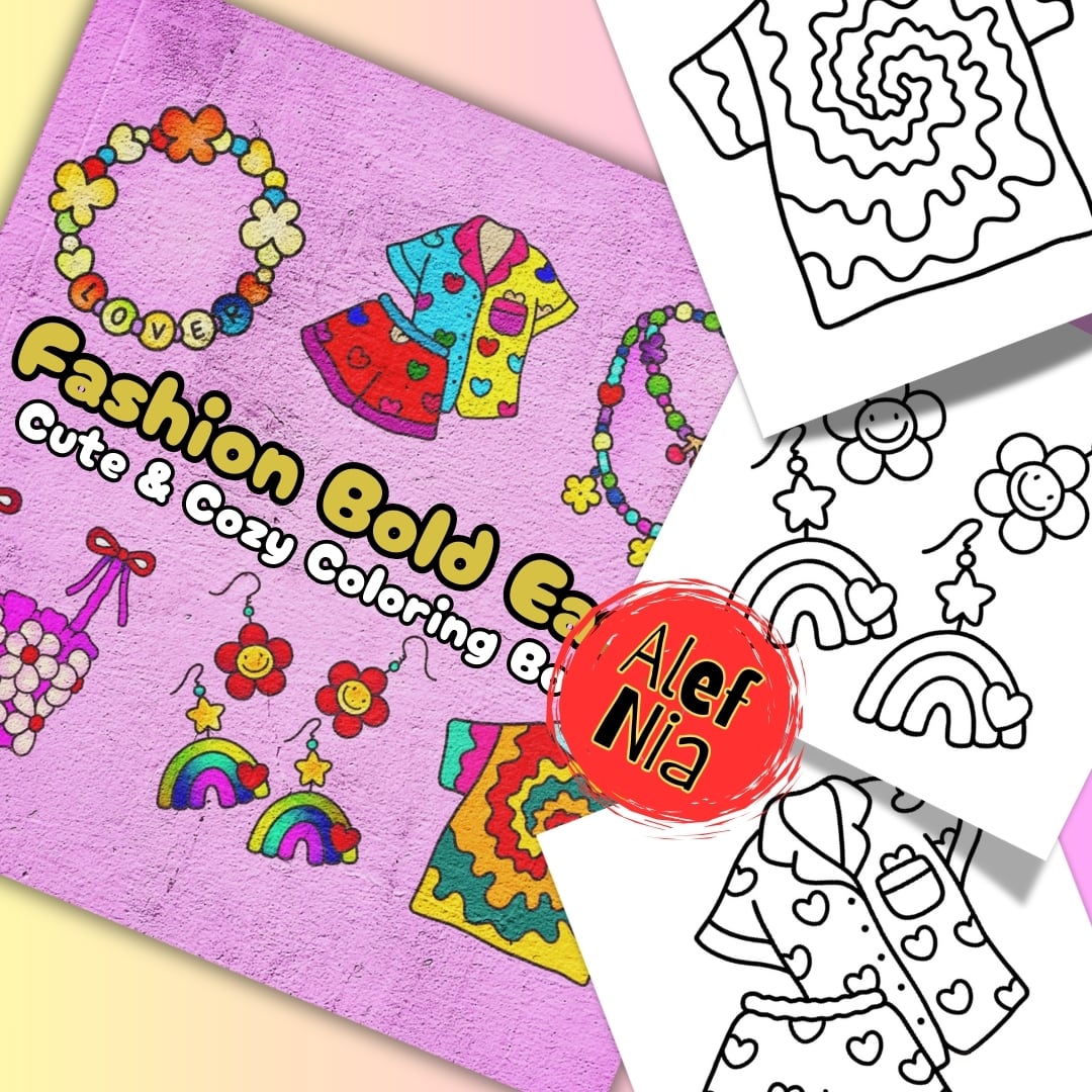 Fashion BoldEasy Coloring Pages Bundle Digital & Printable 6 Designs