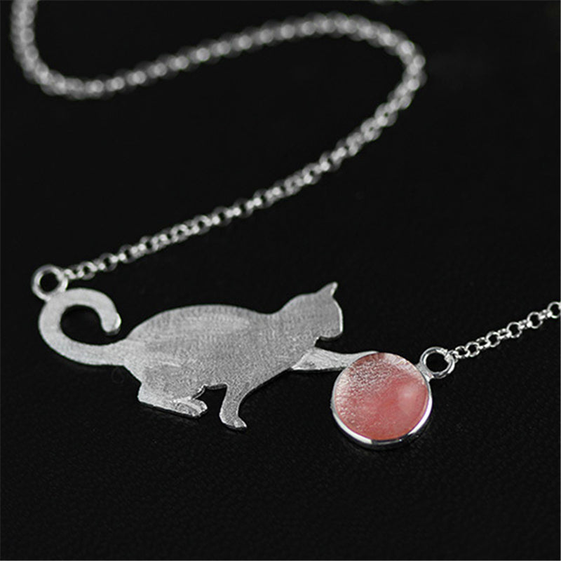 Playful Cat Pendant Necklace