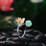 Delicate Lotus Flower Adjustable Ring