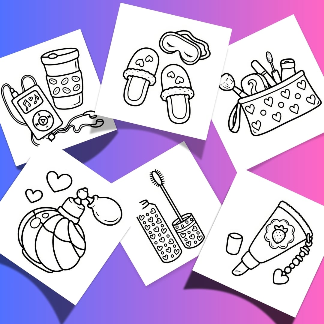 Cozy Girly Coloring Pages Bundle Digital & Printable 6 Designs