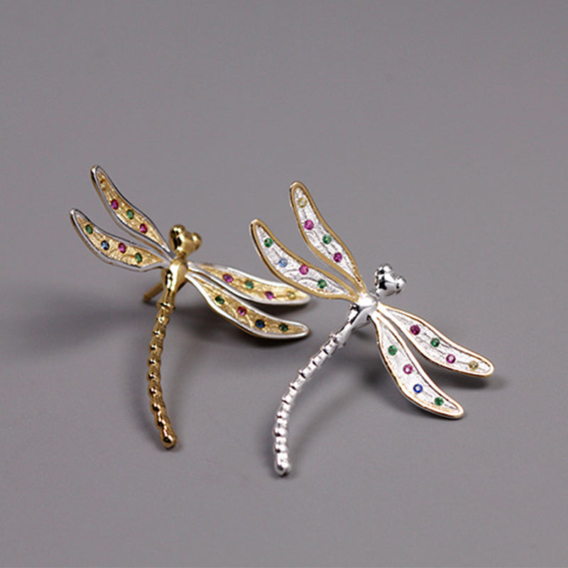 Minimal Colorful Dragonfly Brooch