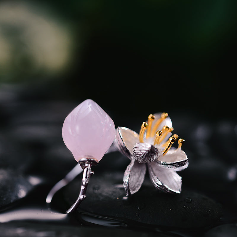 Delicate Lotus Flower Adjustable Ring