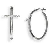 Ladies' Earrings Amen CERCHIO E CROCE BLACK Sterling silver 925