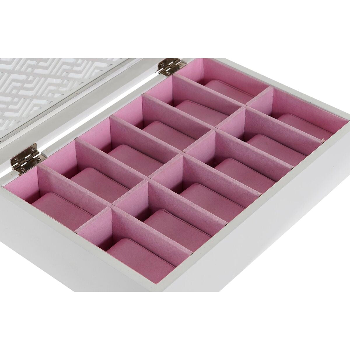 Box for watches DKD Home Decor White Light Pink Crystal MDF Wood 29 x 20 x 9 cm (12 Units)