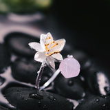 Delicate Lotus Flower Adjustable Ring