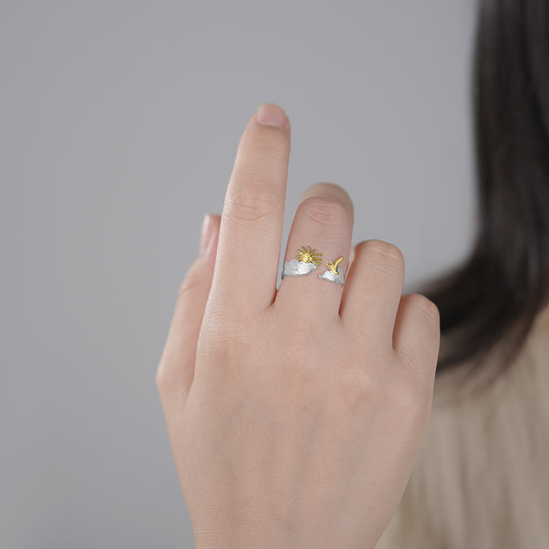 Sunlit Amber Bird Adjustable Ring