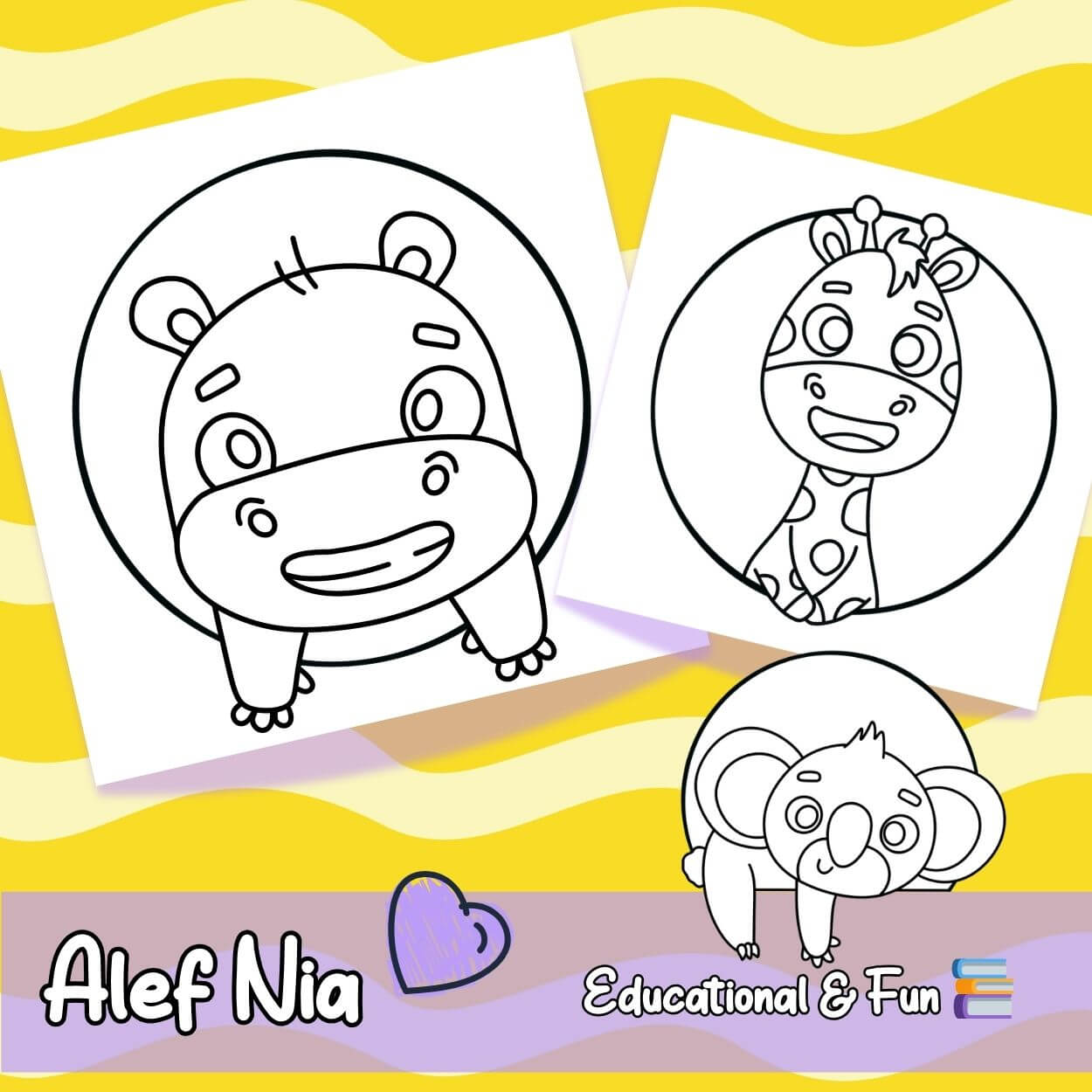 Animals for Kids Coloring Pages Bundle Digital & Printable 10 Designs