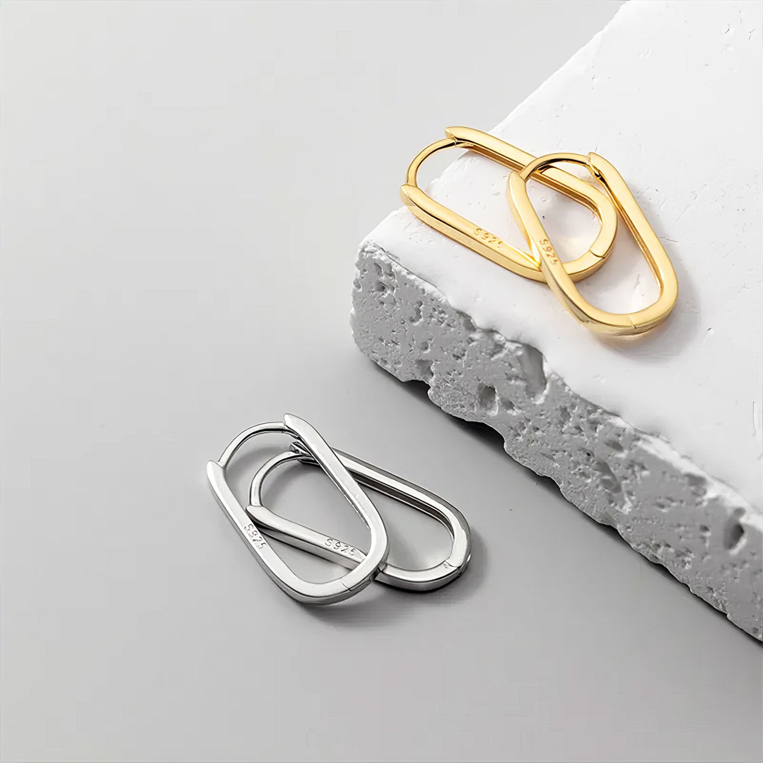 Elegant Oval Huggie Earrings