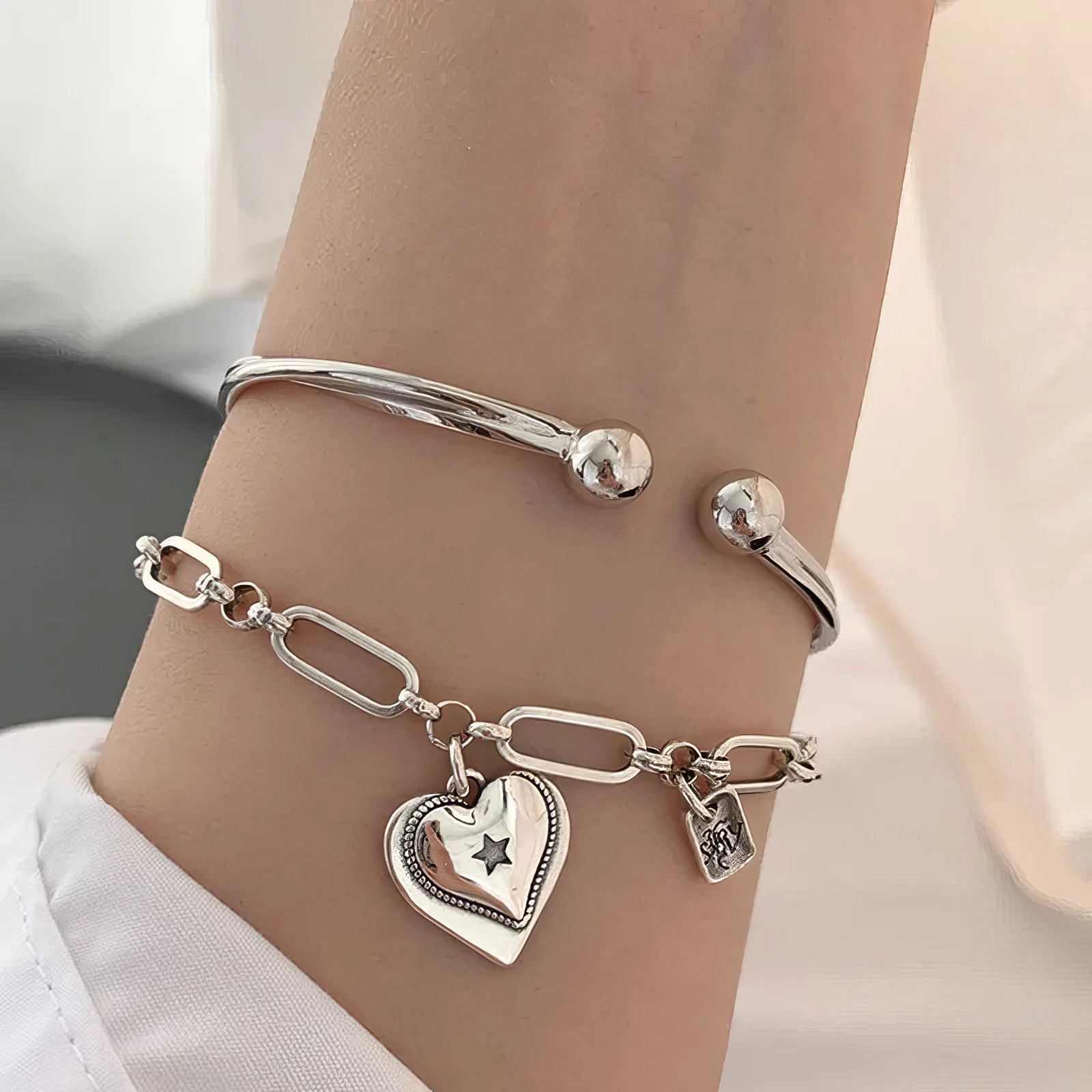 Ethereal Silver Love Bracelets