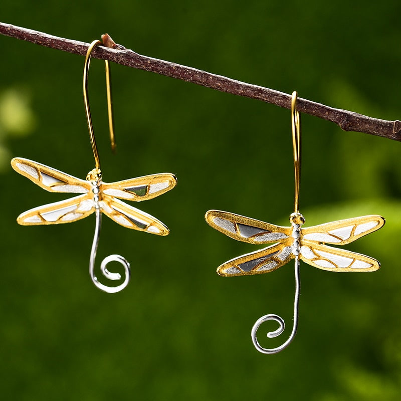 Fantasy Dragonfly Drop Earrings