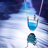 Penguin & Azure Wave Pendant Necklace