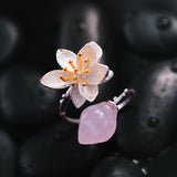 Delicate Lotus Flower Adjustable Ring