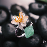 Delicate Lotus Flower Adjustable Ring