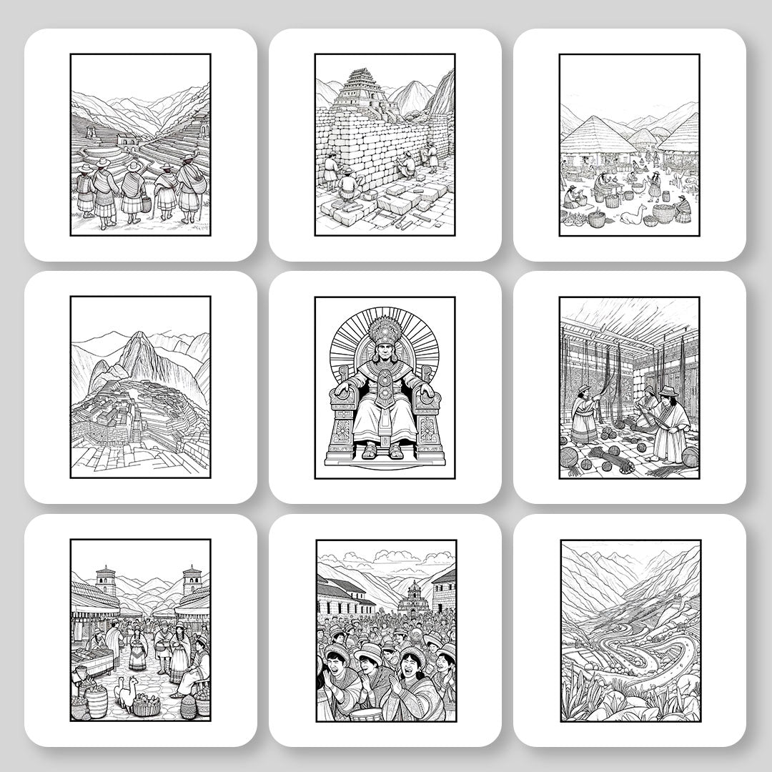 Inca Civilization Digital & Printable Coloring Book