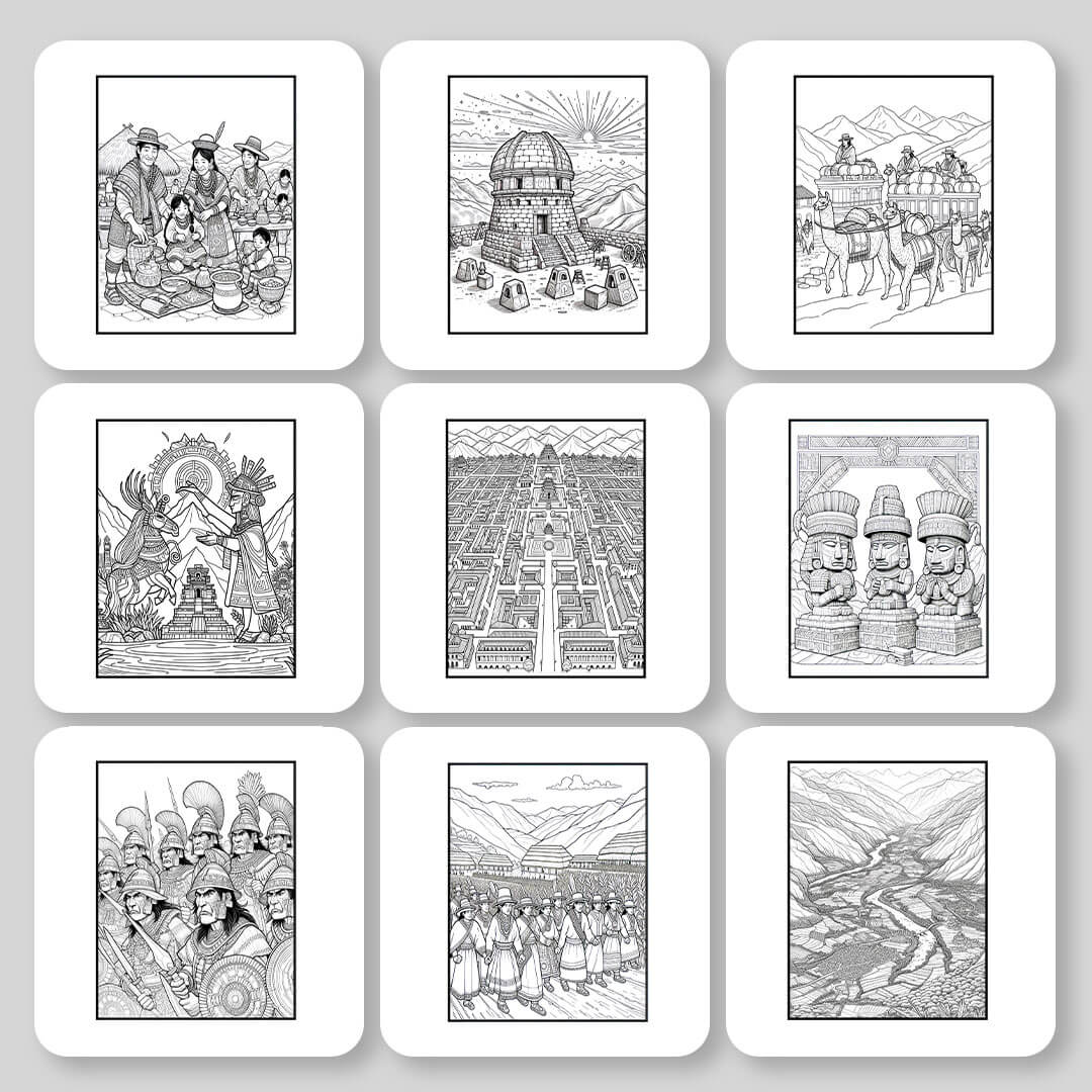 Inca Civilization Digital & Printable Coloring Book