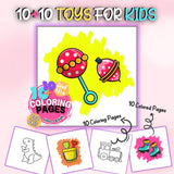 Toys for Kids Coloring Pages Bundle Digital & Printable 20 Designs