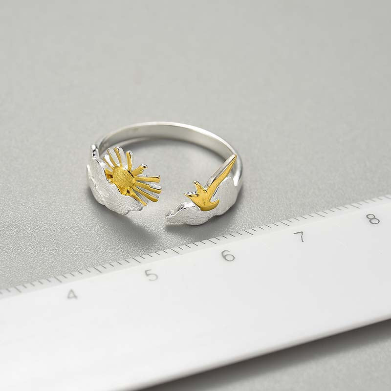 Sunlit Amber Bird Adjustable Ring