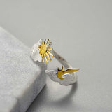 Sunlit Amber Bird Adjustable Ring