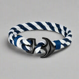 white and blue rope bracelet