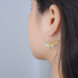 Blue Whale Wave Round Hoop Earrings