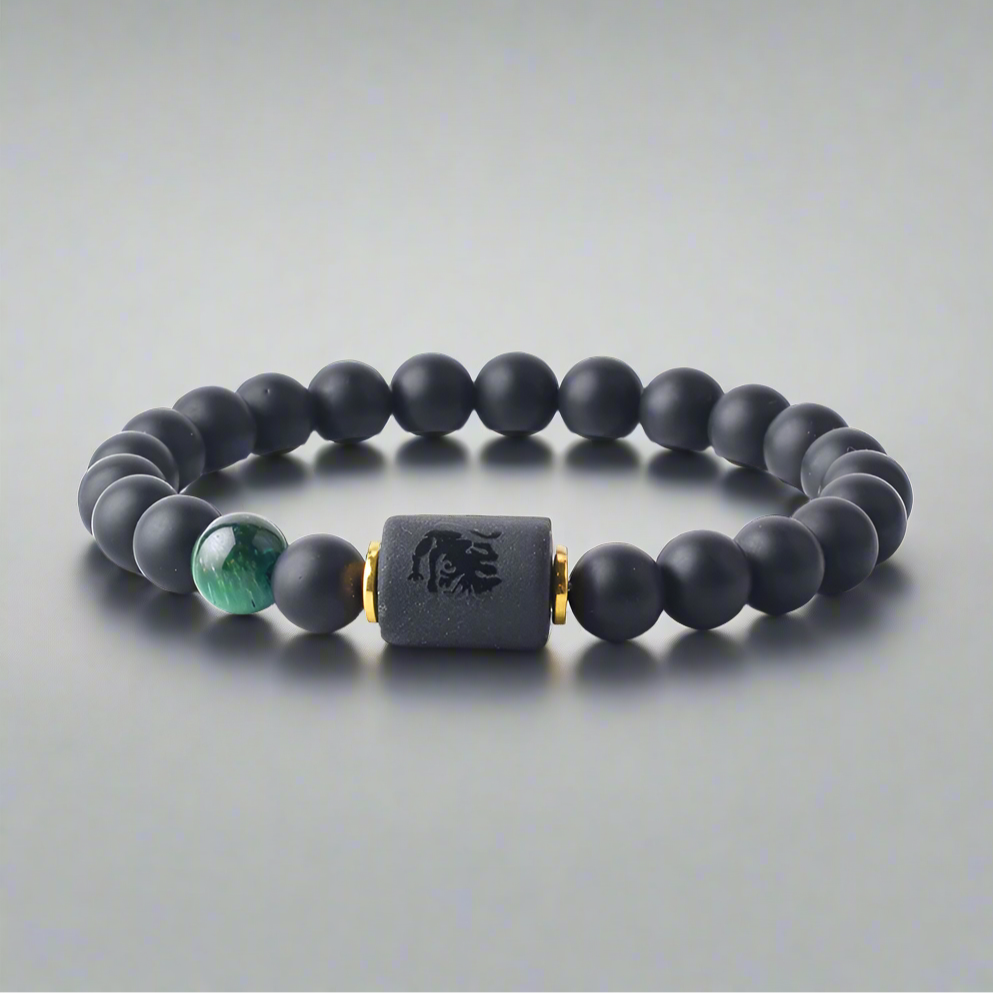 Zodiac Sign Matte Black Onyx Protection Bracelet