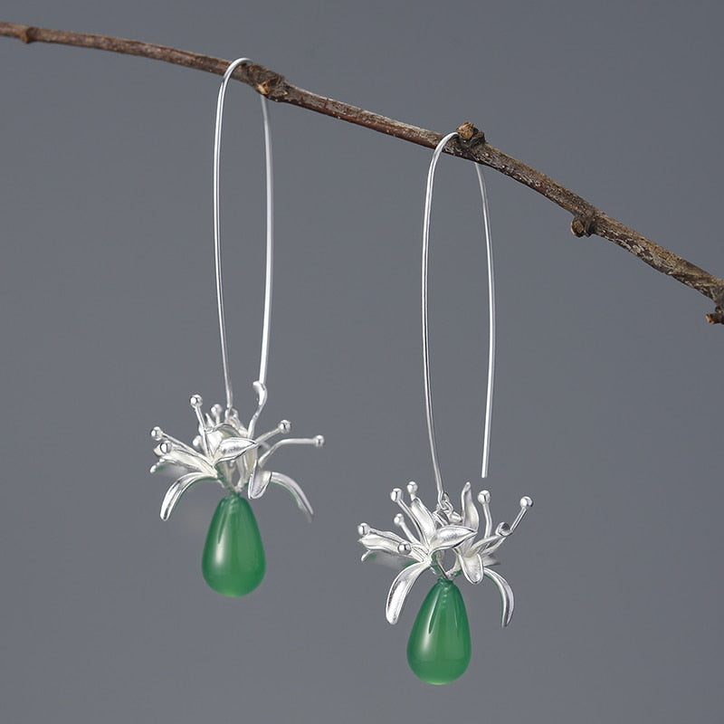 Modern Lily Flower Dangle Earrings