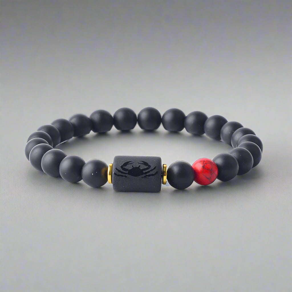 Zodiac Sign Matte Black Onyx Protection Bracelet