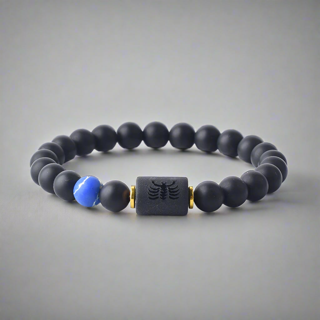 Zodiac Sign Matte Black Onyx Protection Bracelet