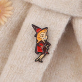 Flying Witch Halloween Pin