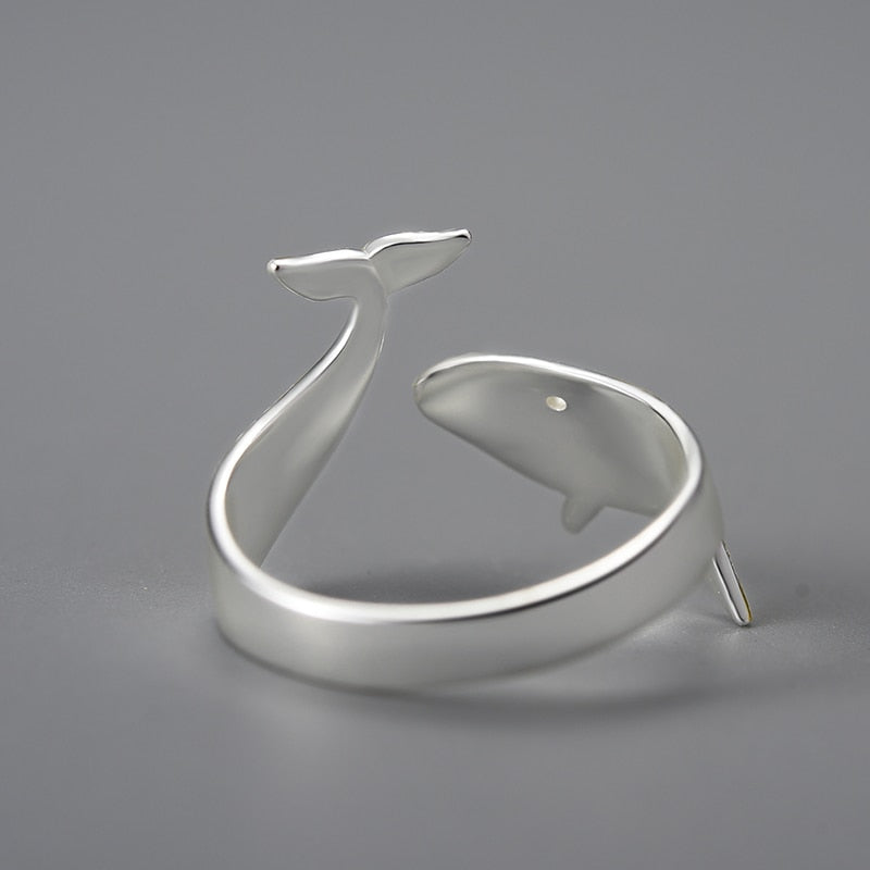 Blue Whale Wave Adjustable Ring