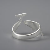 Blue Whale Wave Adjustable Ring