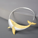 Blue Whale Wave Round Hoop Earrings