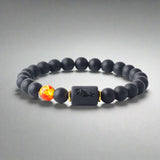 Zodiac Sign Matte Black Onyx Protection Bracelet