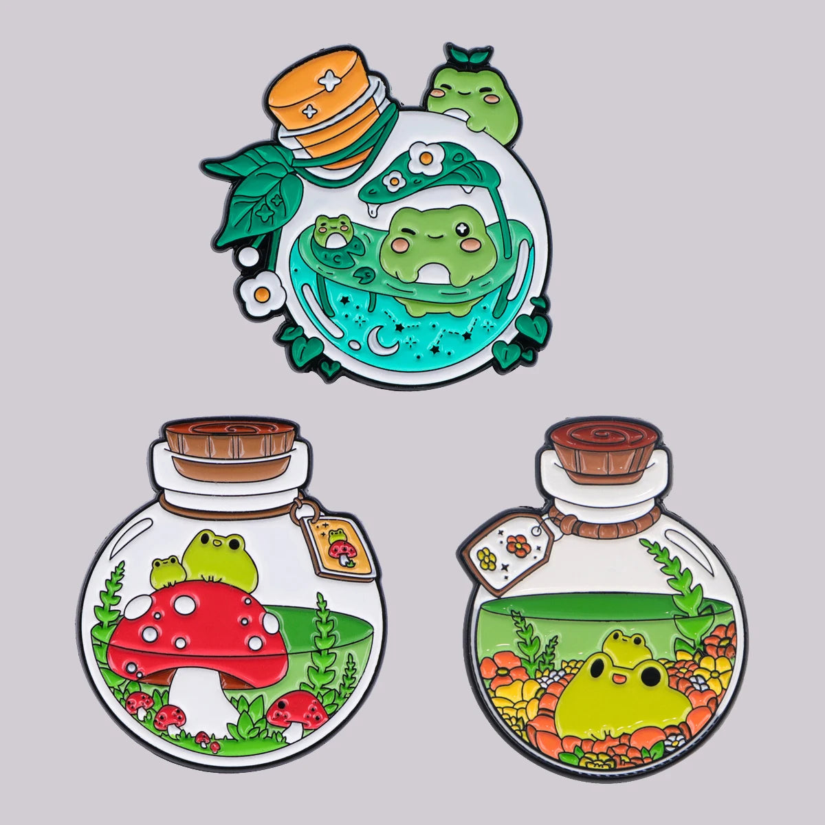 Potion Bottle Frog Pins